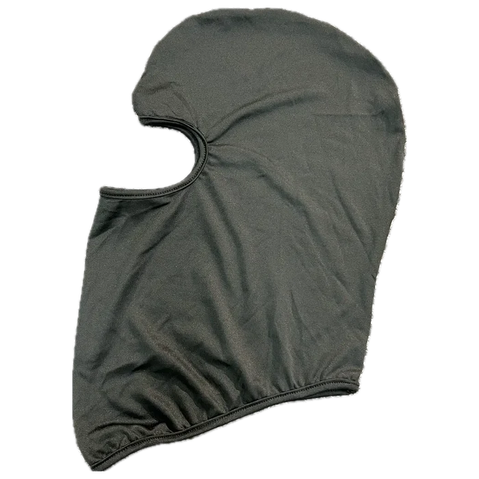 Black motorcycle balaclava face mask for riding, providing full head and neck coverage.