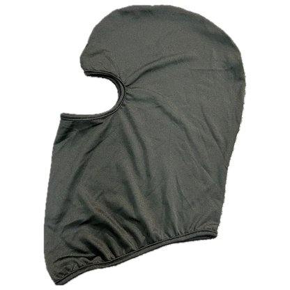 Black motorcycle balaclava face mask for riding, providing full head and neck coverage.