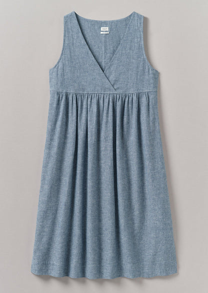 Lightweight Linen Cotton Lounge Dress | Dusty Blue