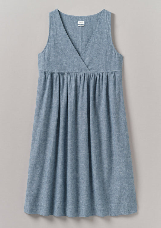 Lightweight Linen Cotton Lounge Dress | Dusty Blue