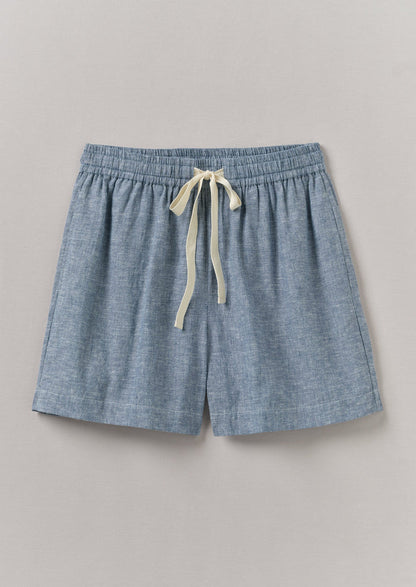 Lightweight Linen Cotton Lounge Shorts | Dusty Blue