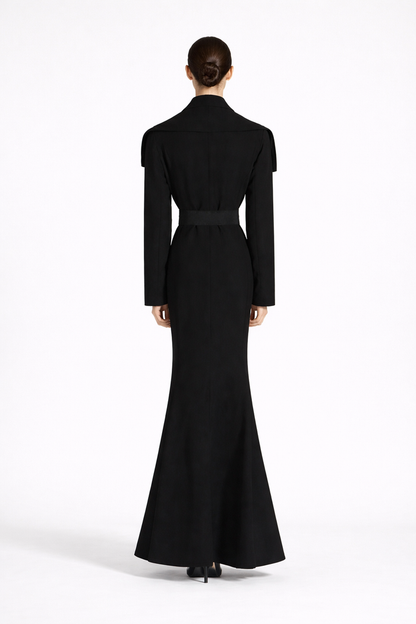 long sleeve mermaid dress with statement buckle belt – CORSET