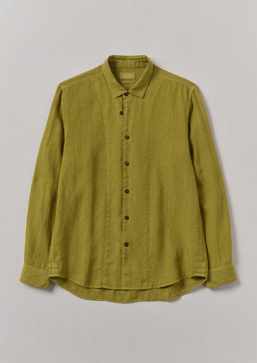 Loop Button Lightweight Linen Shirt | Olivine