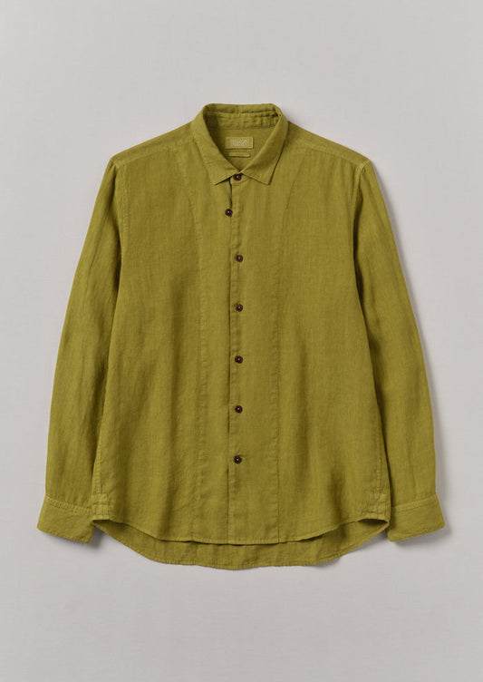 Loop Button Lightweight Linen Shirt | Olivine