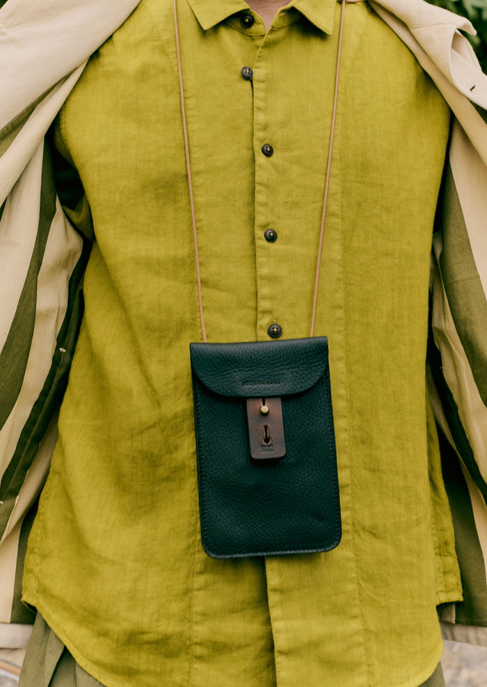 Loop Button Lightweight Linen Shirt | Olivine
