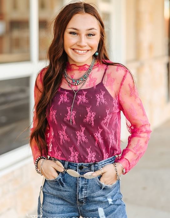 Lucky and Blessed Lace Mesh Top