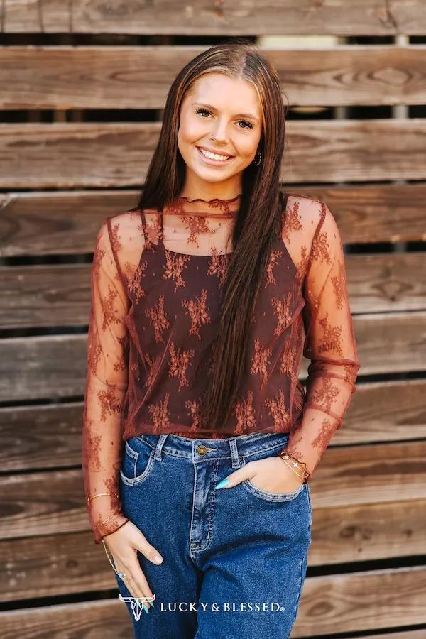 Lucky and Blessed Lace Mesh Top
