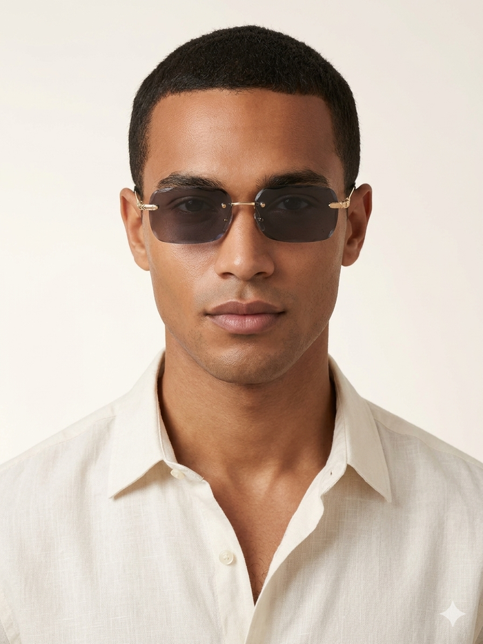 Lunettes Vibe Retro – Verres Gris & Or Ciselé