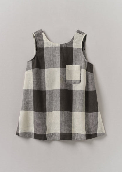 Macro Gingham Lightweight Linen Tank | Ecru/Charcoal