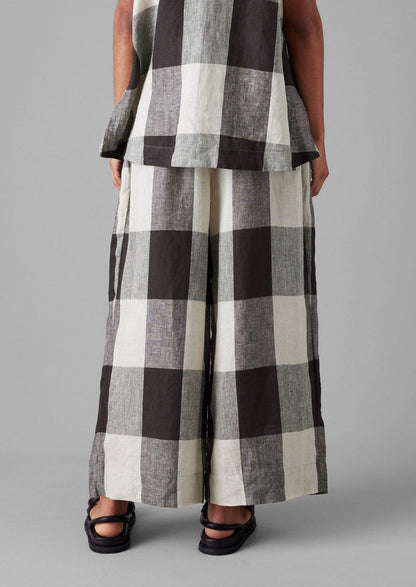 Macro Gingham Lightweight Linen Tank | Ecru/Charcoal