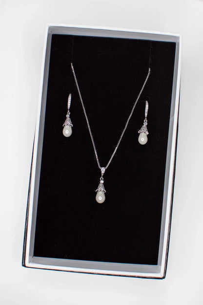 Maribel Pearl Earring & Necklace Set - Jewellery - Windsor Bridal Jewellery
