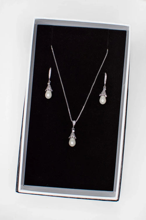 Maribel Pearl Earring & Necklace Set - Jewellery - Windsor Bridal Jewellery