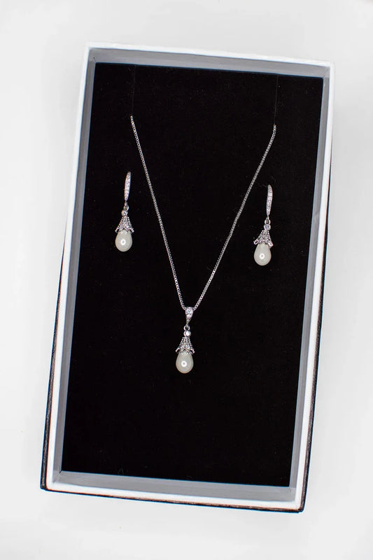 Maribel Pearl Earring & Necklace Set - Jewellery - Windsor Bridal Jewellery