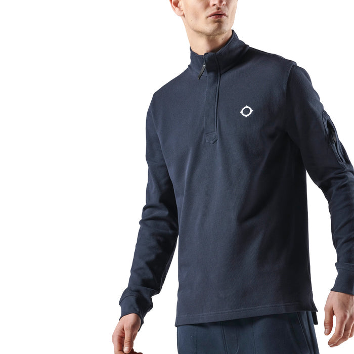 Mastrum - Funnel Neck Zip Polo in Ink Navy - Nigel Clare