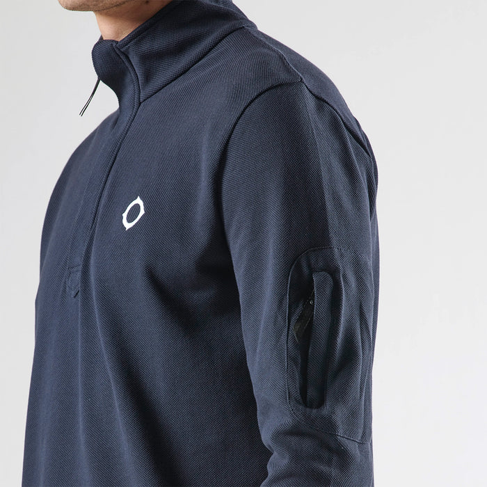 Mastrum - Funnel Neck Zip Polo in Ink Navy - Nigel Clare