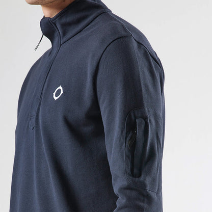 Mastrum - Funnel Neck Zip Polo in Ink Navy - Nigel Clare