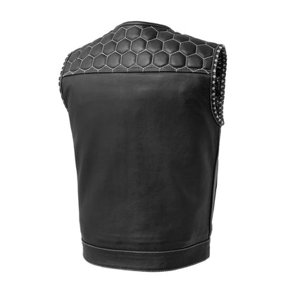 Men's Hornet Vest: Features:True to sizeClub style with roll-up collar, covered snaps and cropped center zipperHoney comb qui