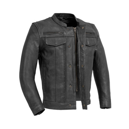 Eagle Leather Raider black jacket open front view