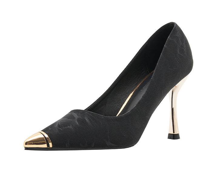 Metal Tip Stiletto Heels - Elegant