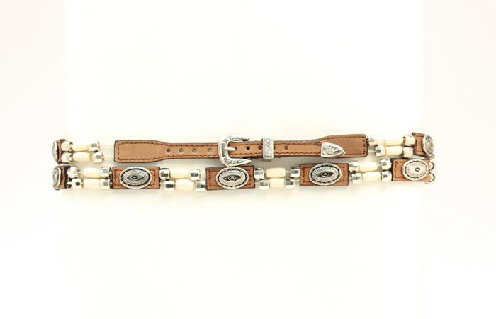 M&F Genuine Leather Hatband with Bone Beads