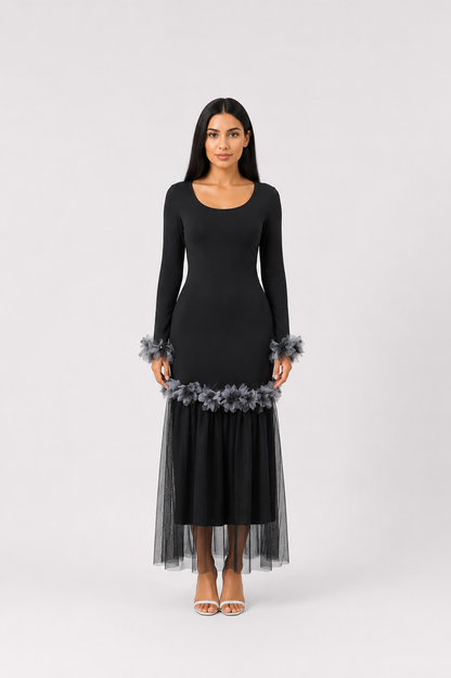 Midnight Bloom Mermaid Dress - Glamour