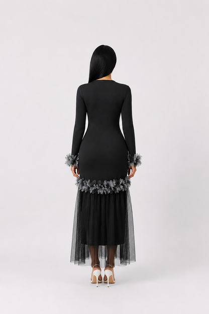 Midnight Bloom Mermaid Dress - Glamour