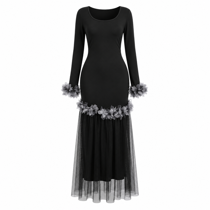 Midnight Bloom Mermaid Dress - Glamour