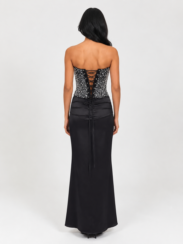 Midnight Crystal Corset Gown - Glamour