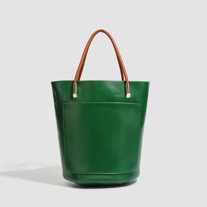 Minimalist Black Bucket Tote Bag -  Handbag
