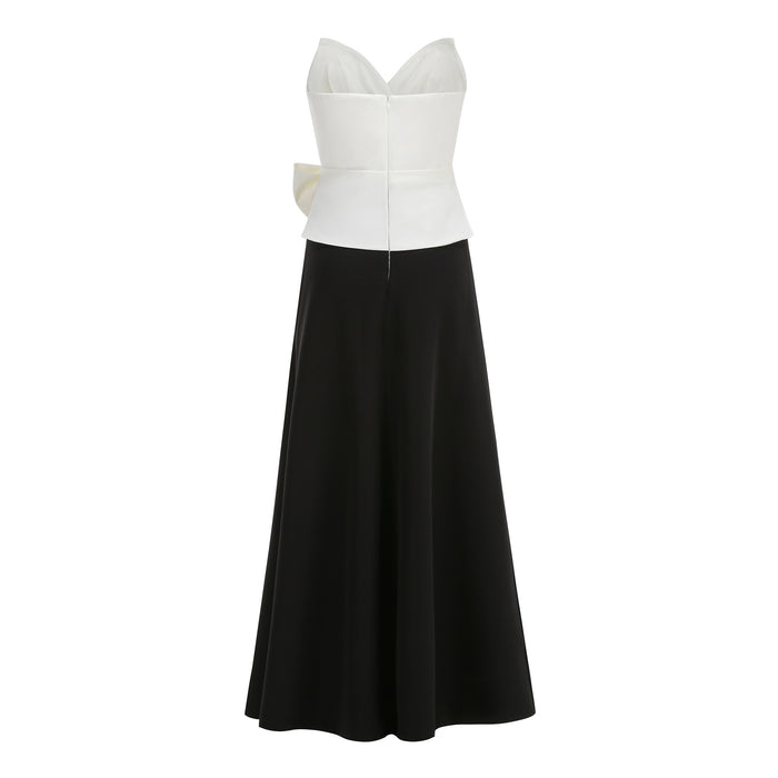 Monochrome Bow Evening Gown - Elegance