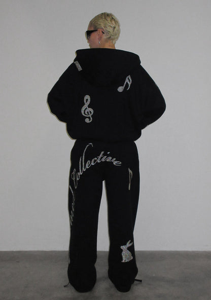 MUSE STUDDED OVERSIZED SWEATPANTS BLACK