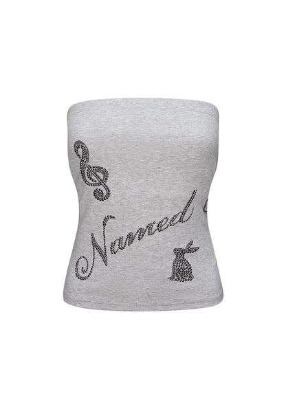 MUSE STUDDED TUBE TOP GREY MARL