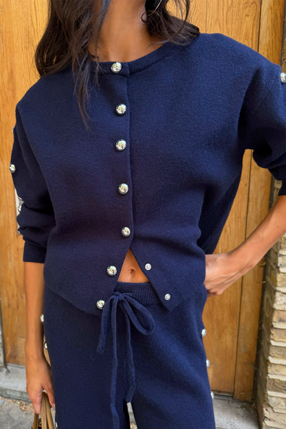 Navy Studded Cardigan