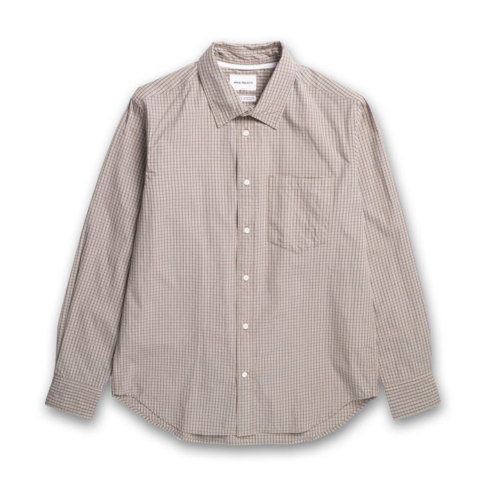 Norse Projects - Algot Poplin Check Shirt in Walnut - Nigel Clare