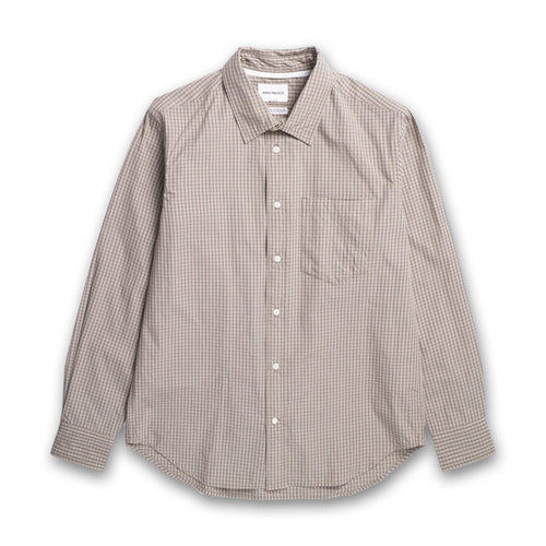 Norse Projects - Algot Poplin Check Shirt in Walnut - Nigel Clare