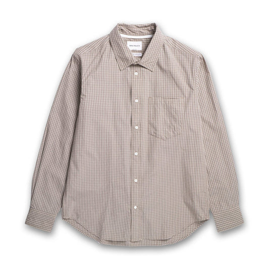 Norse Projects - Algot Poplin Check Shirt in Walnut - Nigel Clare