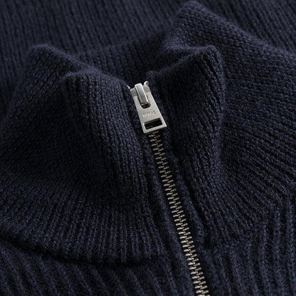 Norse Projects - Hagen Cotton Wool Zip Through in Navy - Nigel Clare