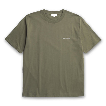 Norse Projects - Organic Norse Logo Print T-Shirt in Olive Night - Nigel Clare