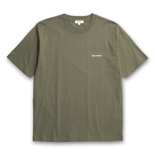 Norse Projects - Organic Norse Logo Print T-Shirt in Olive Night - Nigel Clare