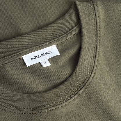 Norse Projects - Organic Norse Logo Print T-Shirt in Olive Night - Nigel Clare