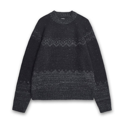 Norse Projects - Ulf Fairisle Sweater in Grey Melange - Nigel Clare