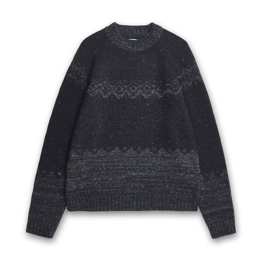 Norse Projects - Ulf Fairisle Sweater in Grey Melange - Nigel Clare