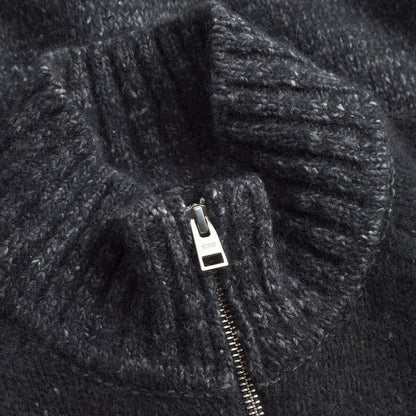 Norse Projects - Ulf Full Zip Fairisle Cardigan in Grey Melange - Nigel Clare