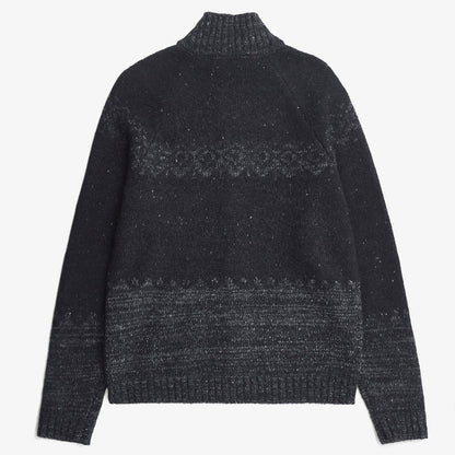 Norse Projects - Ulf Full Zip Fairisle Cardigan in Grey Melange - Nigel Clare