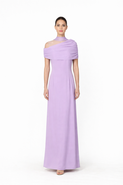 off-shoulder draped neckline maxi dress – BUTTER