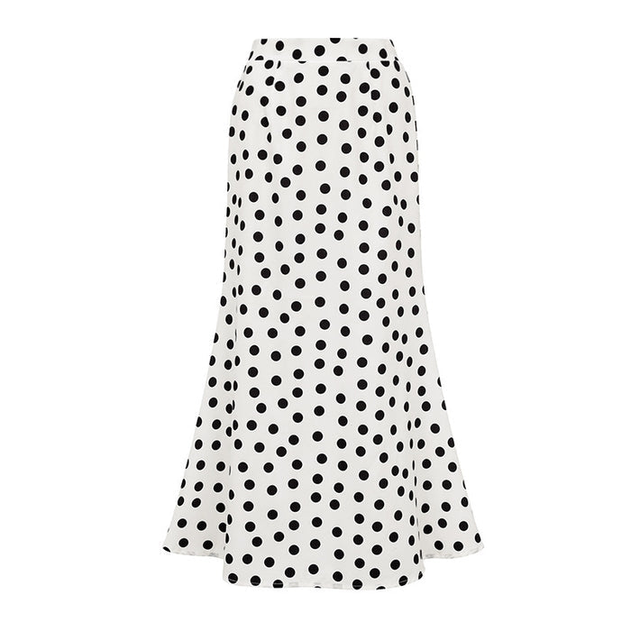 one-shoulder polka dot swimsuit with matching midi skirt – MONROE