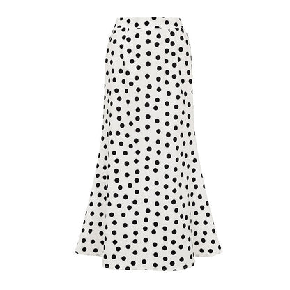 one-shoulder polka dot swimsuit with matching midi skirt – MONROE