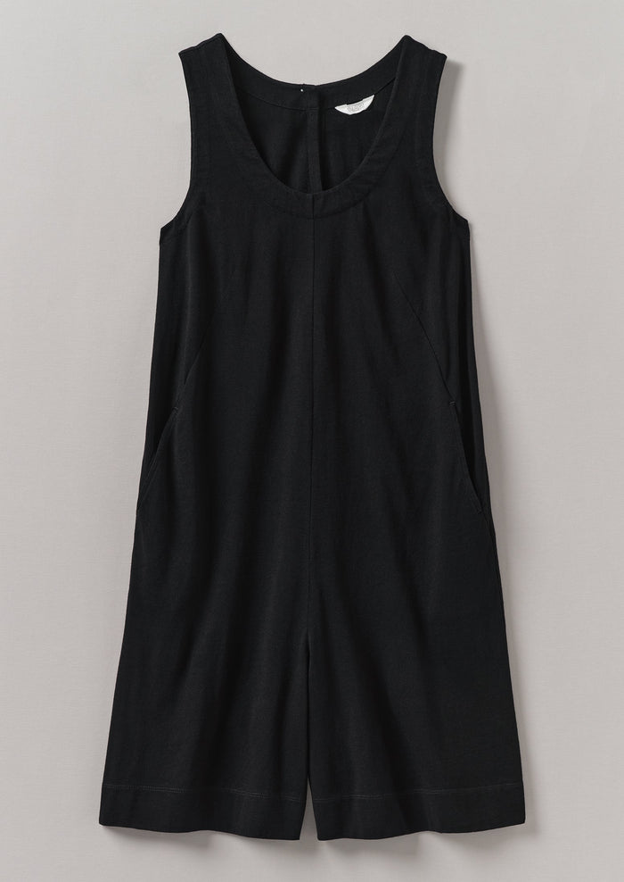 Organic Cotton Jersey Short Jumpsuit | Washed Black