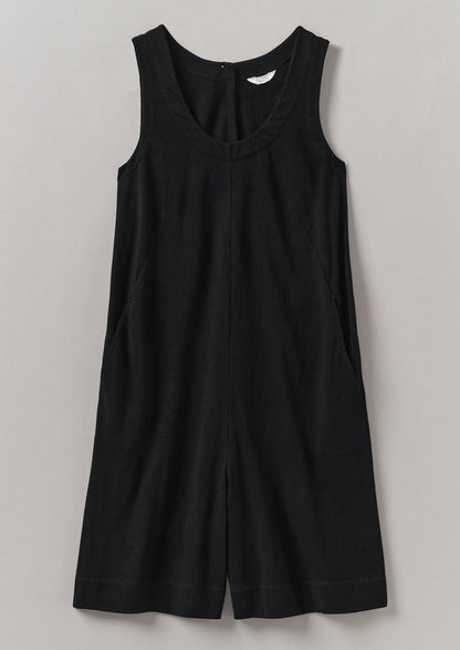 Organic Cotton Jersey Short Jumpsuit | Washed Black