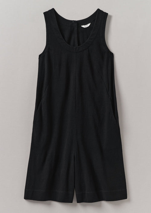 Organic Cotton Jersey Short Jumpsuit | Washed Black